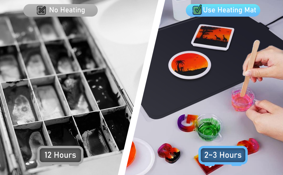 Resin Heating Mat with Timer and Heat Shield, Lightweight