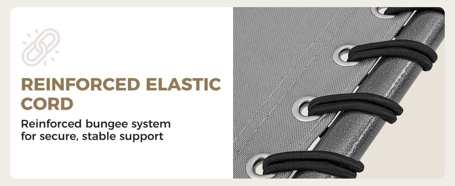 Reinforced bungee system for secure, stable support