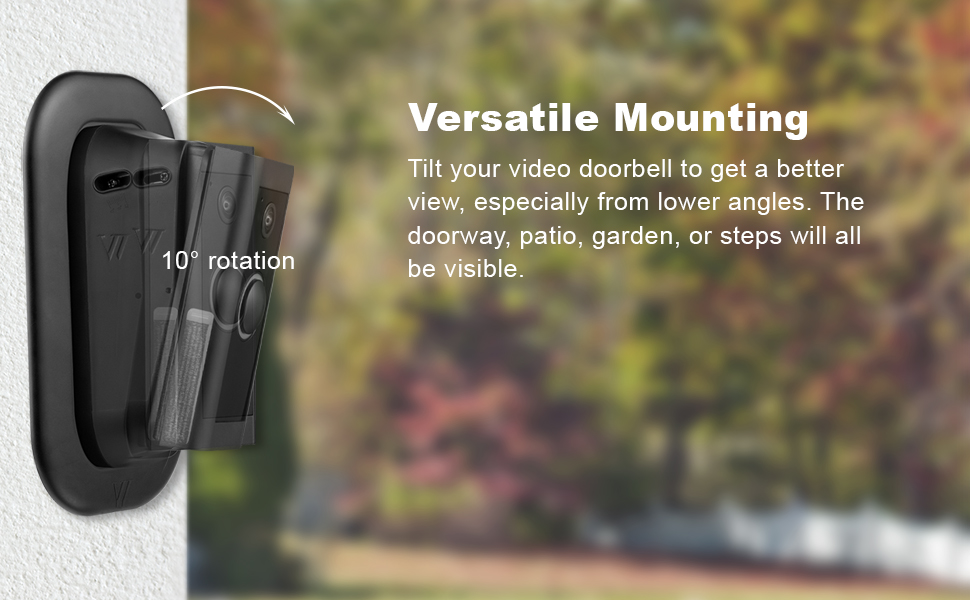 0° to 10° Vertical Adjustable Angle Mount and Wall Plate Compatible with Video Doorbell Wired