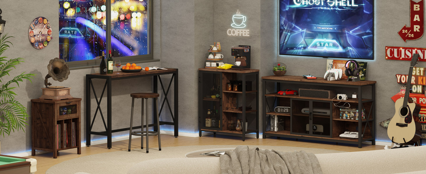 BON AUGURE Record Player Stand with Vinyl Storage