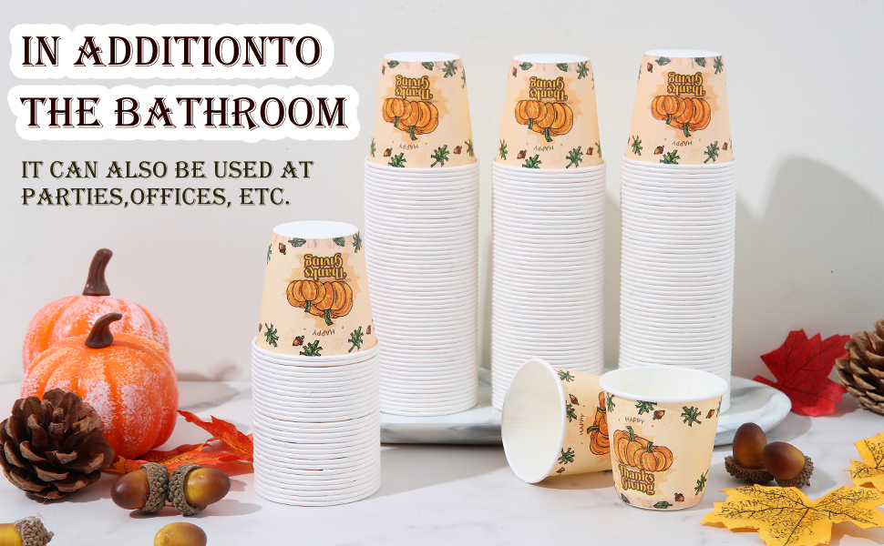 Tamone 300 Pack Thanksgiving Cups 3 oz Bathroom Cups, Small