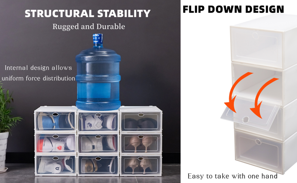 24pcs Shoe Storage Box Foldable Storage Plastic Clear Home