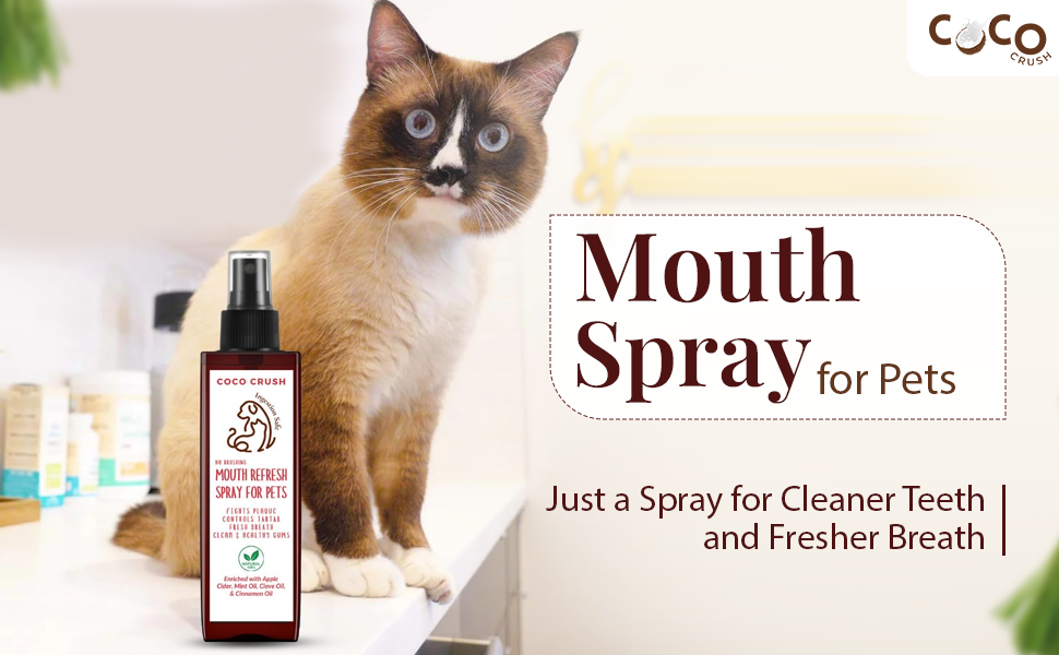 mouth spray pet dogs puppies refreshing moe, basil, WTC, noventis, caredom
