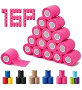 16 Pack Self Adhesive Bandage Wraps,2" X 5 Yards Non-Woven Elastic Cohesive Bandage Wrap, Color A...