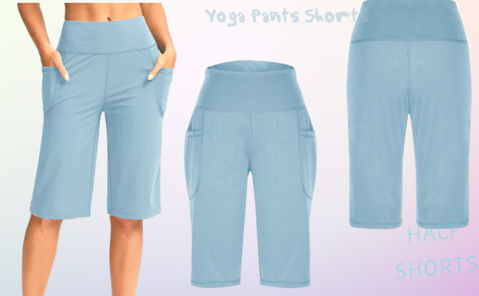 Women's Half Shorts Pants with Pockets High Waisted Stretch
