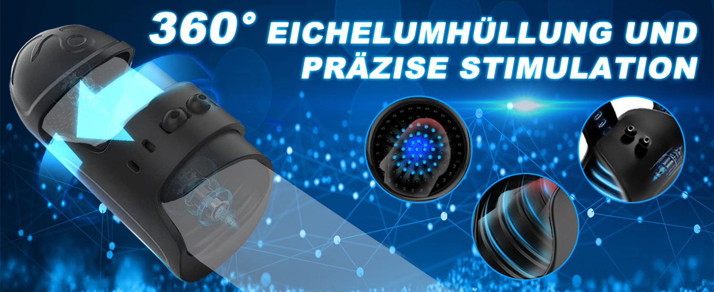 360°-Umhüllung Elektrische Penis Trainer Vibrator Masturbator mit 10 kraftvollen Vibrationen