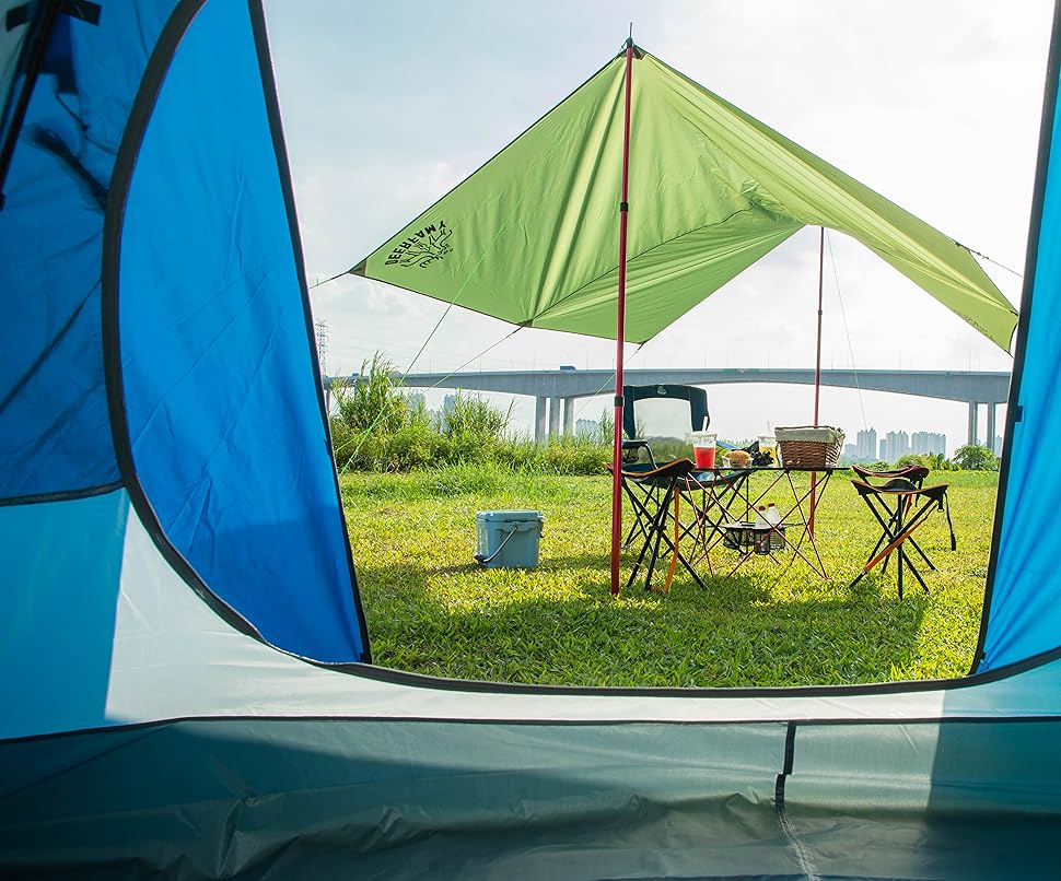 Amazon Deerfamy キャンプタープ 防水タープ 天幕シェード 軽量 耐久 高耐水加工 遮光タープ 日除け 紫外線対策 コンパクト 収納バッグ付き ポータブル アウトドア キャンプ ピクニック 釣り 2 6人用 Deerfamy タープ