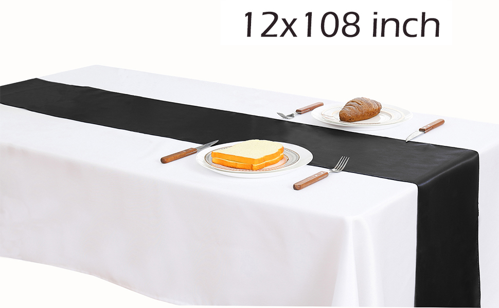 WENSINL Black Table Runner 10 Pack Satin Table Runners 12