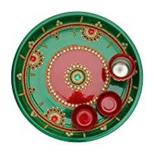 a set of four hand painted diwali plates
