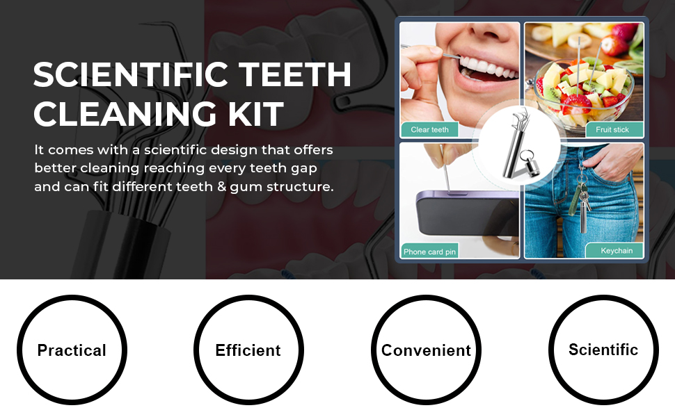 MAYCREATE® Dental Tools, 7 in 1 Stainless Steel Teeth Cleaning Tool Kit