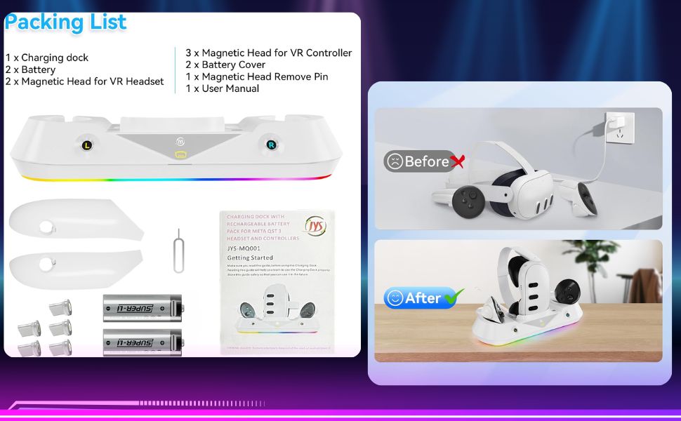 TMG Charging Dock for Meta Quest 3, High Speed Charging Stand VR