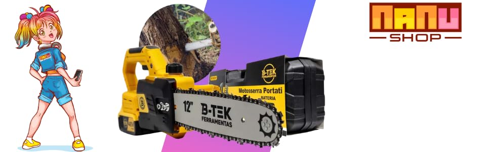 Motosserra Portátil 1400W Bivolt 48V B-TEK BT-DZ21 com Sistema de