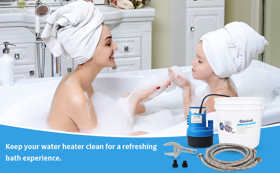 Goseoil Tankless Water Heater Flushing Kit Includes 1/2HP Submersible Utility Water Pump,Two 3/4