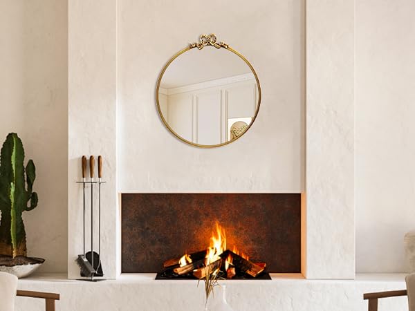 Amazon.com: TopCity Vintage Round Gold Wall Mirror Bathroom