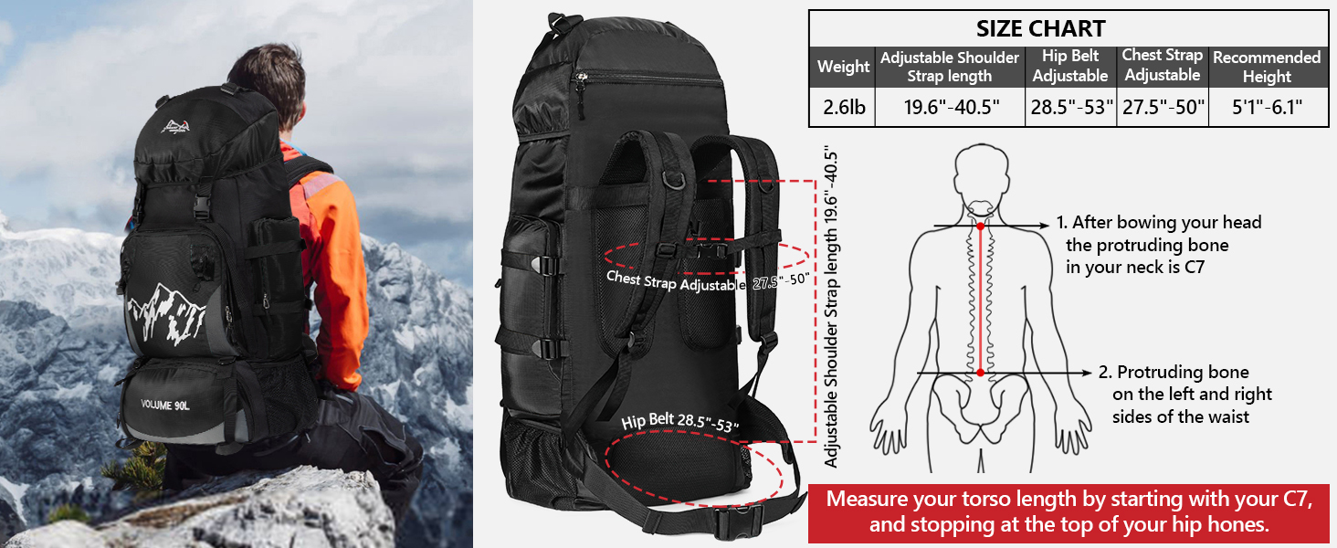90L hiking backpack