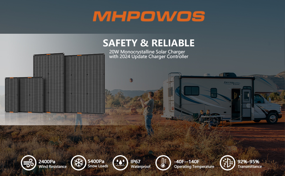 20W 12V Solar Battery Trickle Charger Maintainer Portable