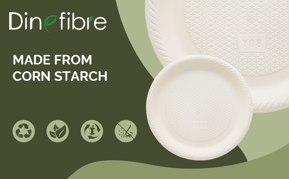 Disposable paper plates made from cornstarch