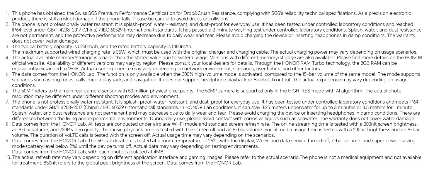 HONOR X7c Disclaimer