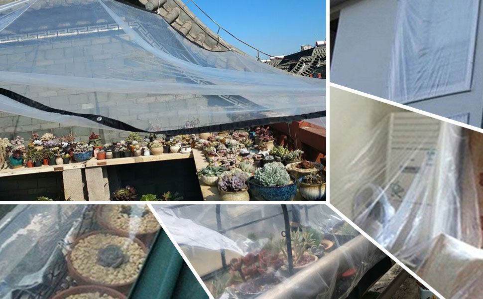 Clear Tarp, 10 x 10ft Heavy Duty Transparent Tarpaulin with Grommets