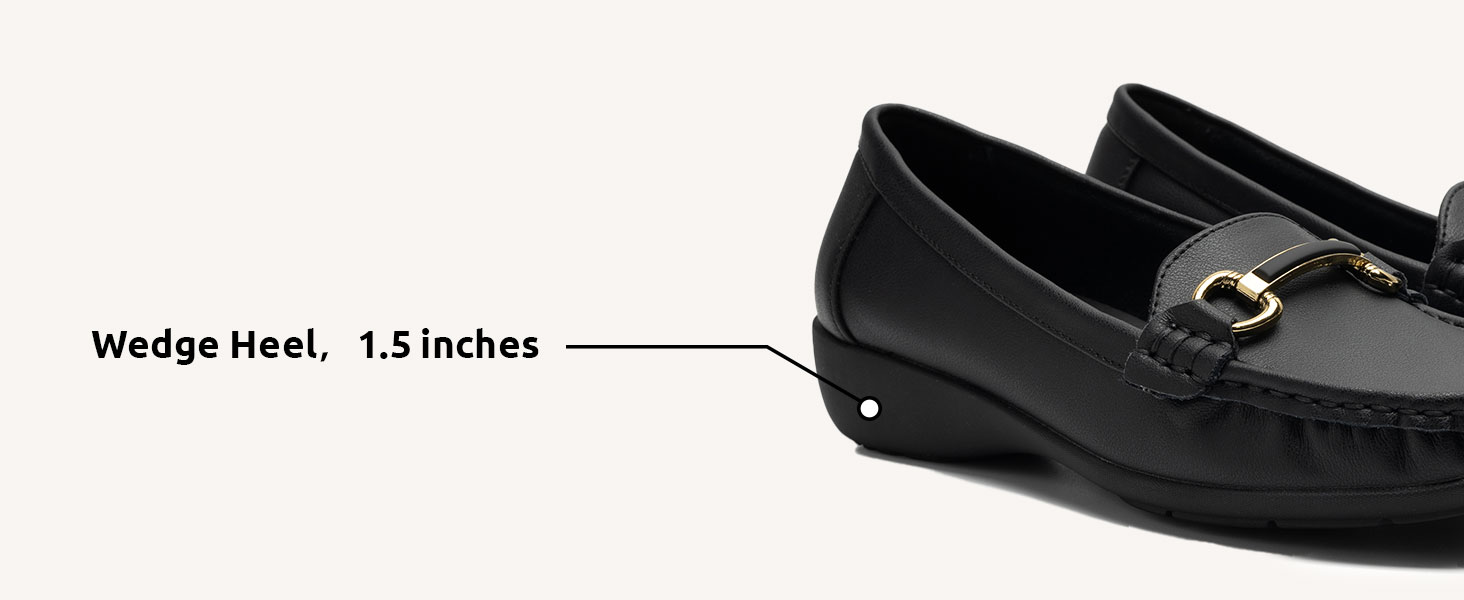  Leather Wedge Heel Penny Loafers for Women