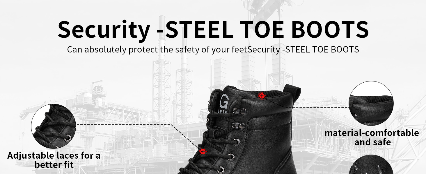 LAoutun Steel Toe Boots for Men Work Boots for men Abrasion