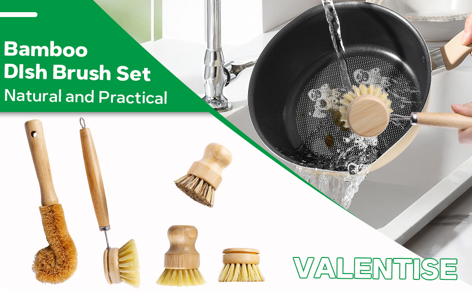 Bamboo dish brush set