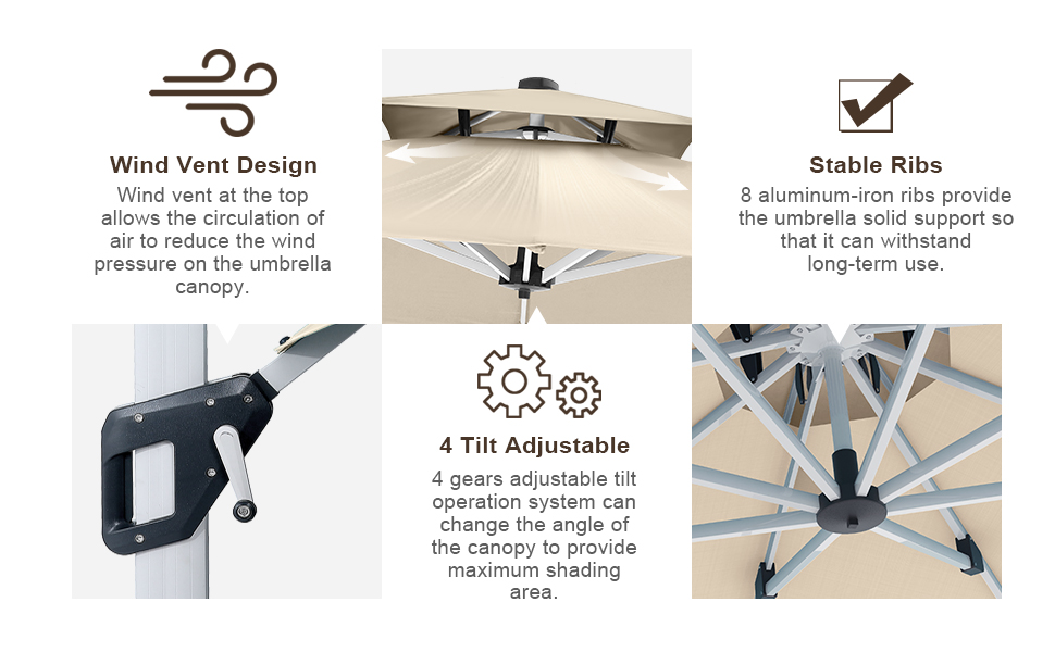 ABCCANOPY 10x13FT Cantilever Patio Umbrella Double Top