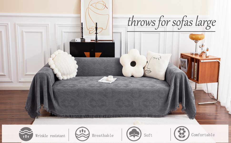 GAOWEI Throws for Sofas Large Sofa Throw 3 Seater with Decorative