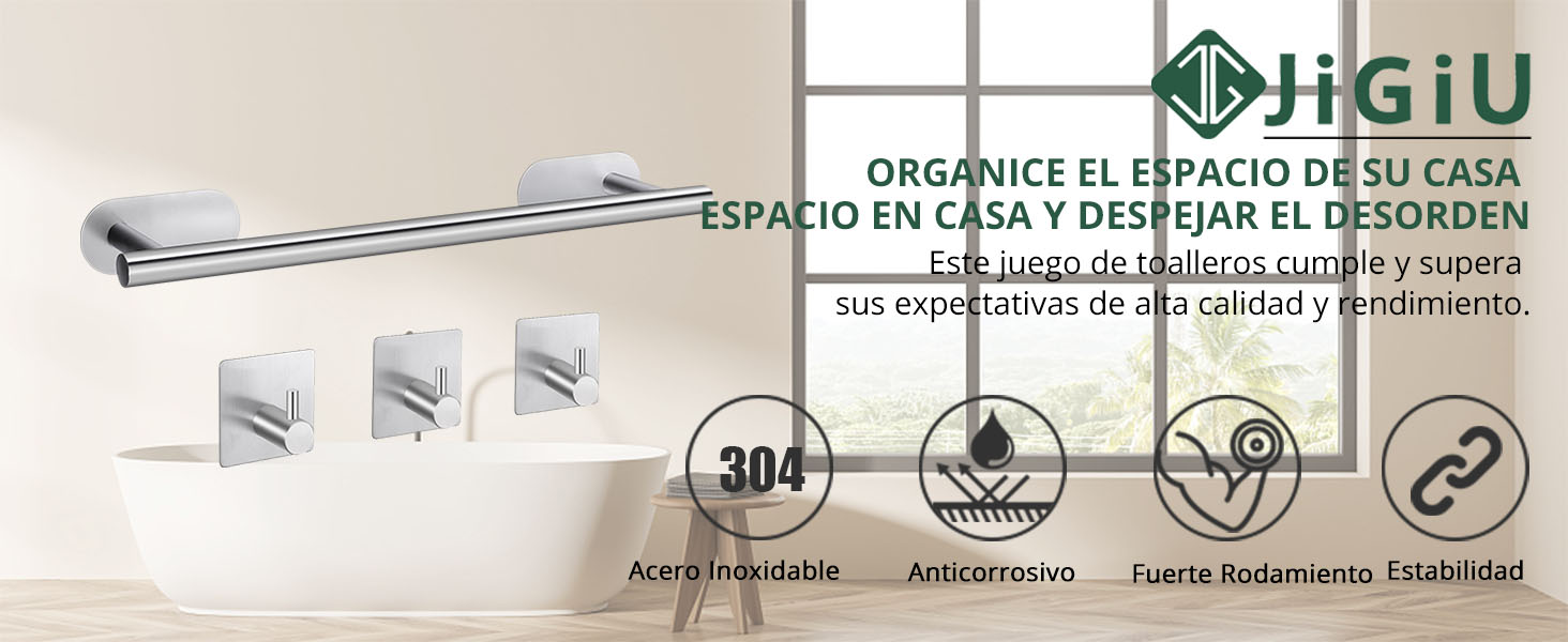 Toalleros Baño, JiGiU 4 Piezas Toallero Adhesivo Juego de ...