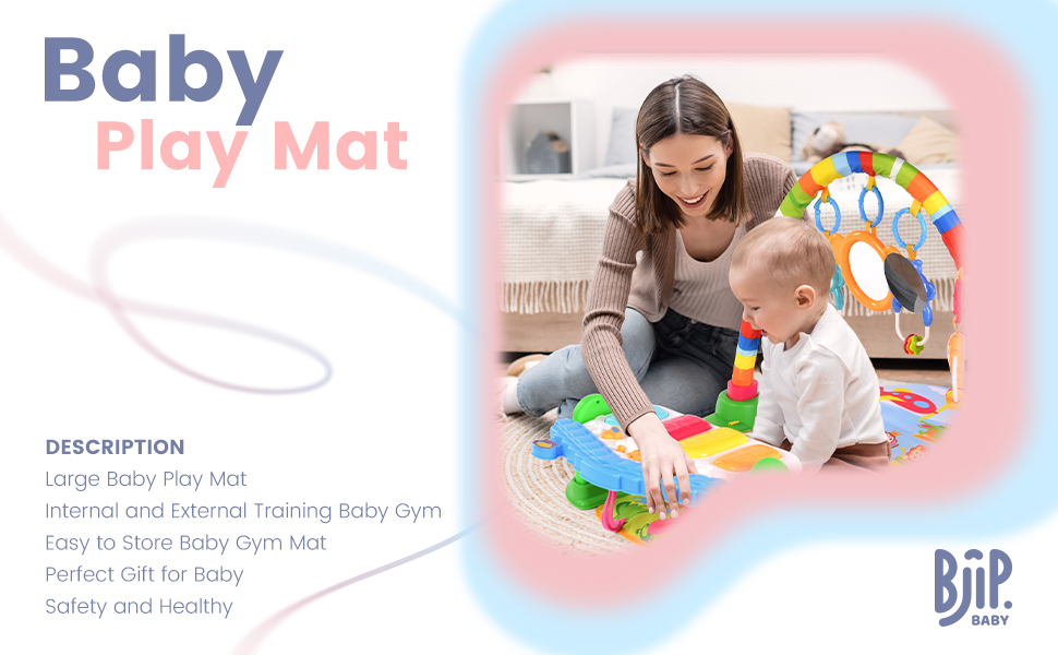 BJIP Baby Play Mat, Baby Play Gym Activity Mat,Newborn Baby Gym and Baby Piano Play Mat, Kick