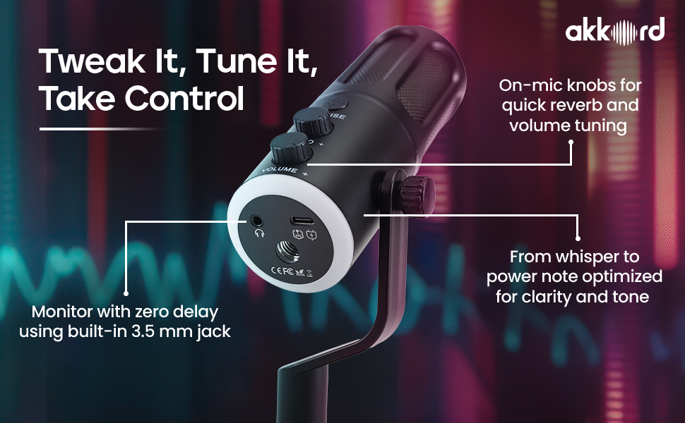 AKKORD USB Condenser Microphone with RGB Lights