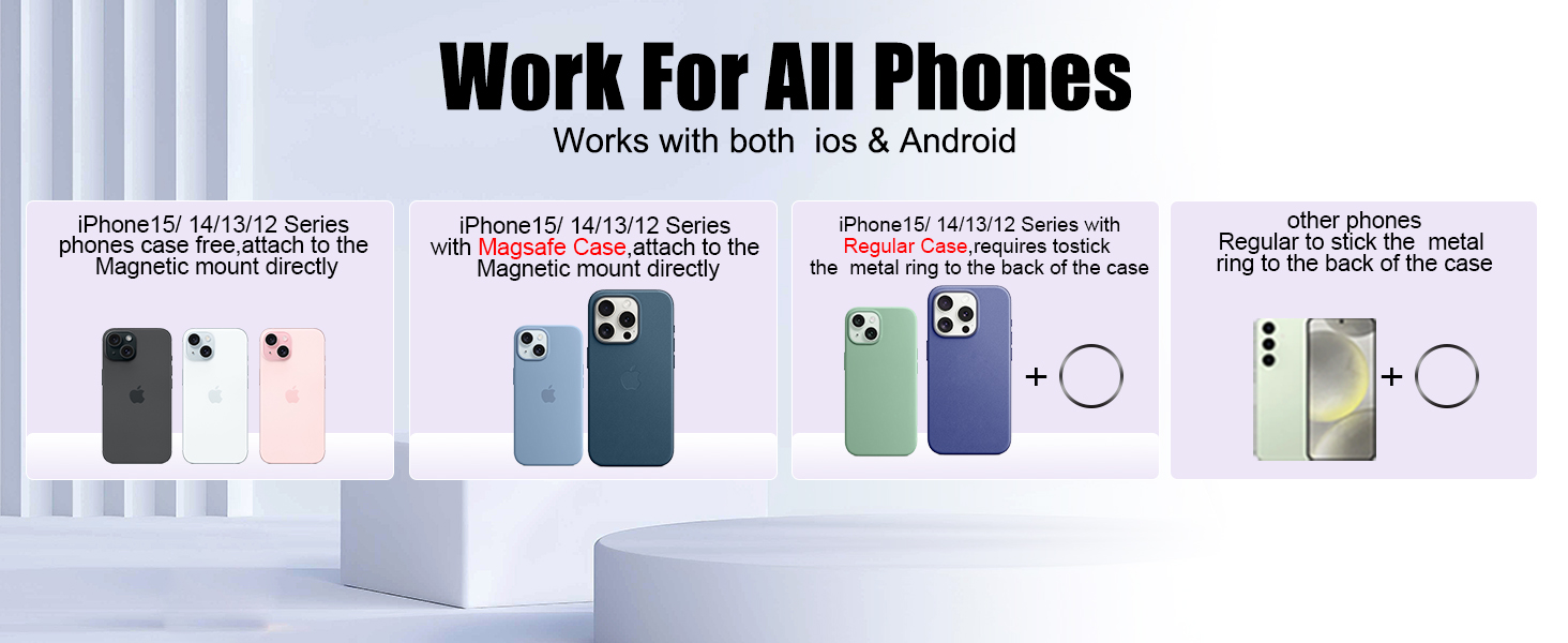 Magnetic Smartphone Grip with Magnetic Smartphone Light for iPhone and Android