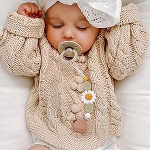 Wood Pacifier Clips Teething Grasping Toy Suspender Clips