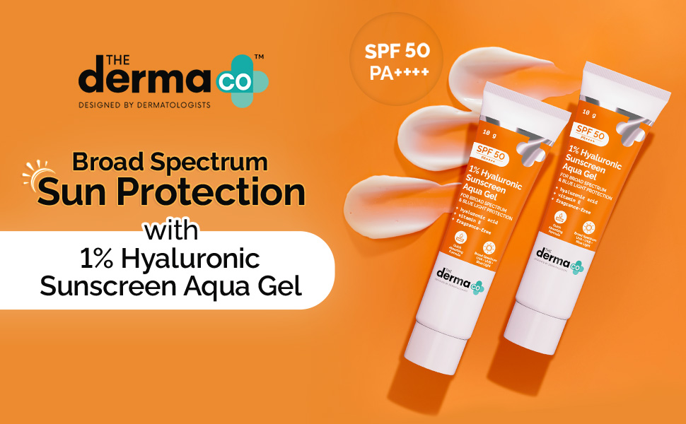1% Hyaluronic Sunscreen SPF 50 Aqua Gel, PA++++, Lightweight, No white-cast for Broad Spectrum