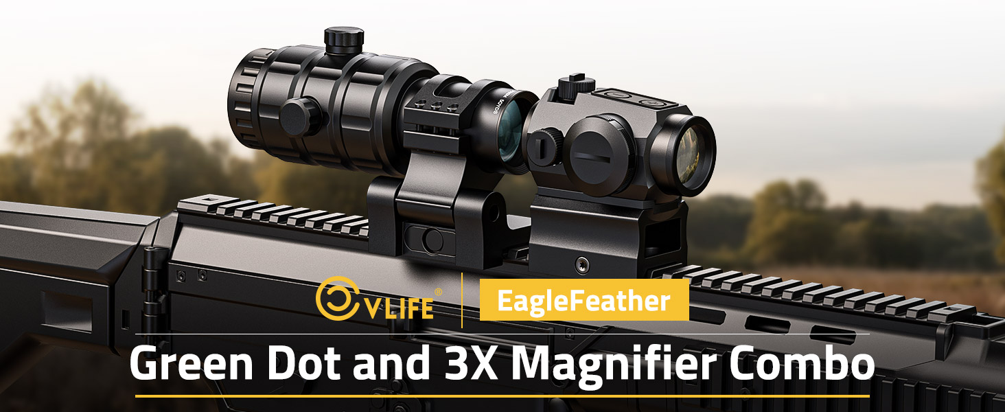 CVLIFE JackalHowl Green Dot Sight & 3X Magnifier Combo Set