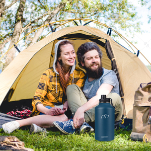 64 oz double wall wide mouth insulated vacuum water bottle for camping or camping