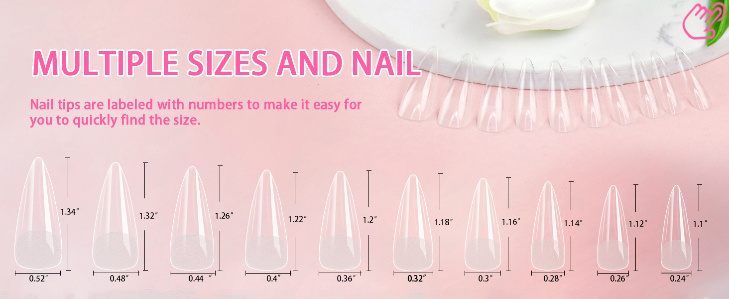long almond nail size