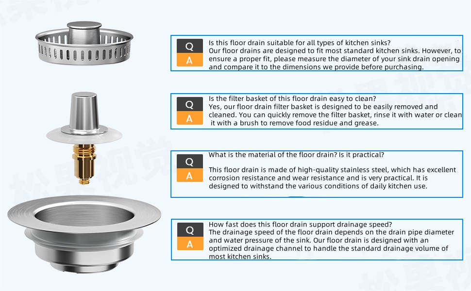 Description Picture 5 of item3 in 1 Kitchen Sink Drain Strainer Stainless Steel Pop-Up Sink Stopper Removable Sink Stopper Anti Clogging Sink Food Strainer