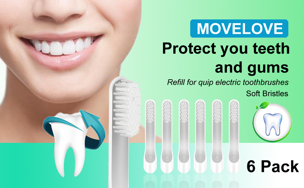 6 Pack Toothbrush Replacement Head Compatible with Quip