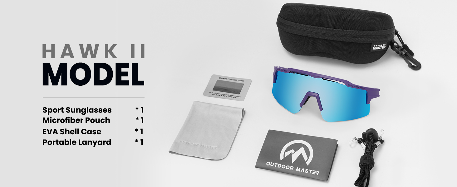 Hawk II Polarized Sports Sunglasses for Men Women, TAC UV400 Protection