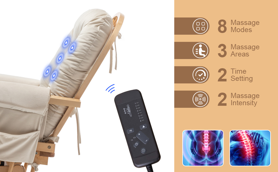 Paddie Beige Massage Glider Rocker Replacement Cushions