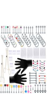 120PCS Piercing Jewelry Needle Kit Stainless Steel Acrylic 14G 16G