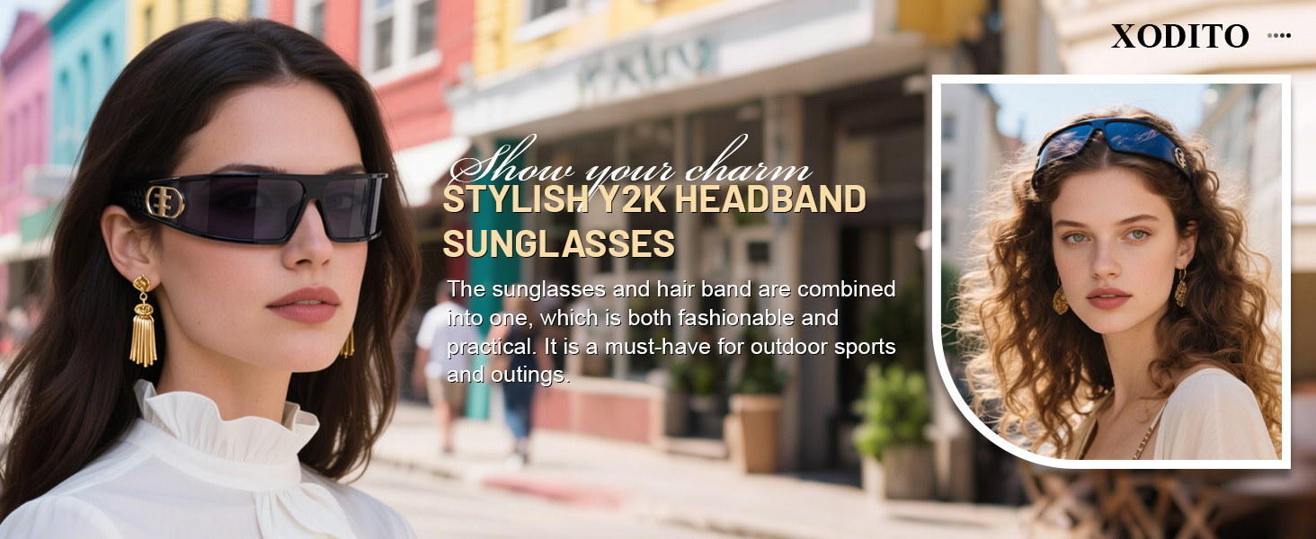 XODITO Stylish Sunglasses Headband for Women Men Cool Sport Sun Glasses Y2K Sport Wrap Shades