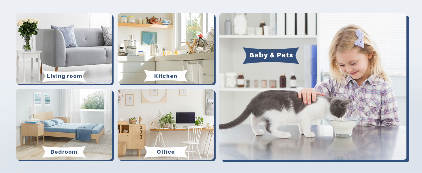 Bedroom Living room Baby & Pets Kitchen Office