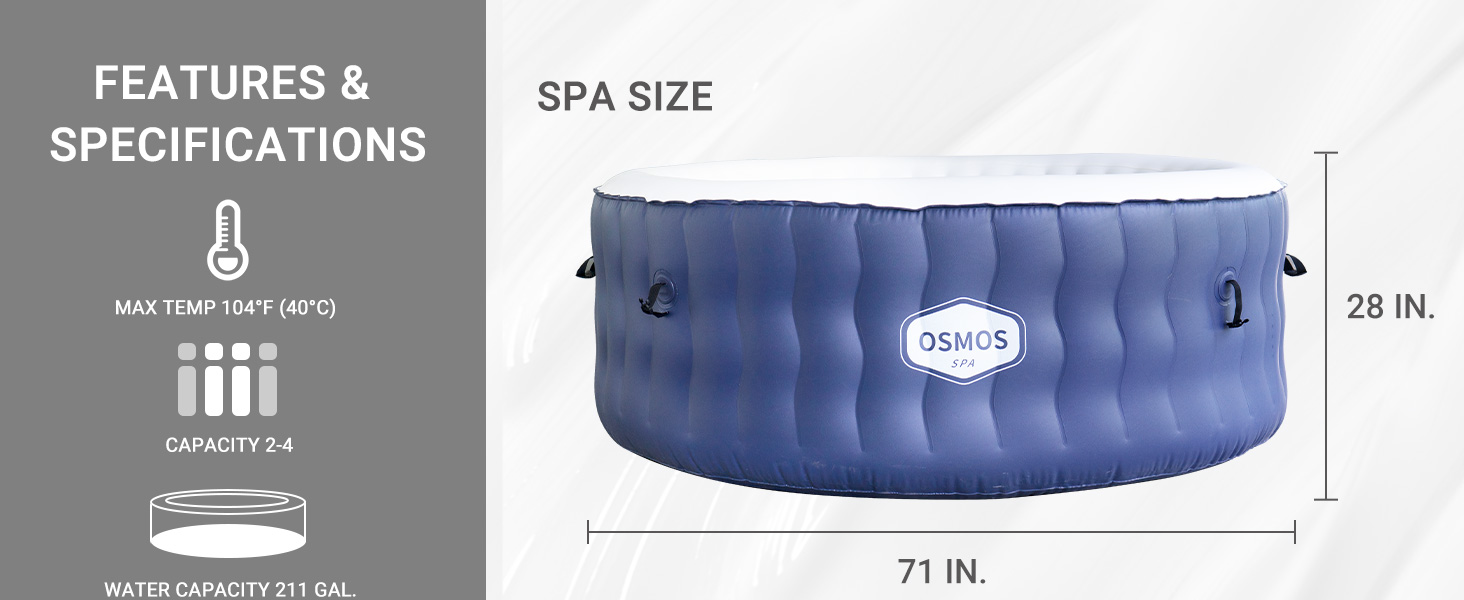 OSMOS SPA Inflatable Hot Tub 4 Person Portable Hot Tubs
