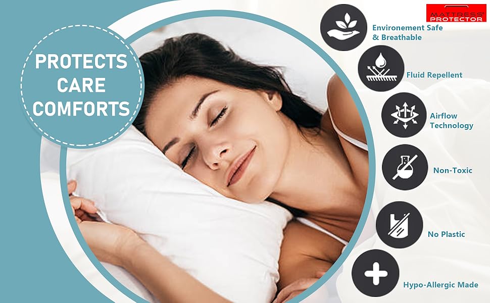 waterproof mattress protector for king and queen size bed with pillow protector, mattress protector