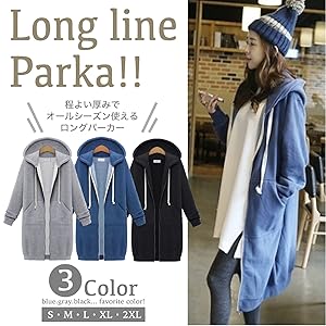 Amazon.co.jp: (RONGUI) レディース パーカー ロング丈 フード