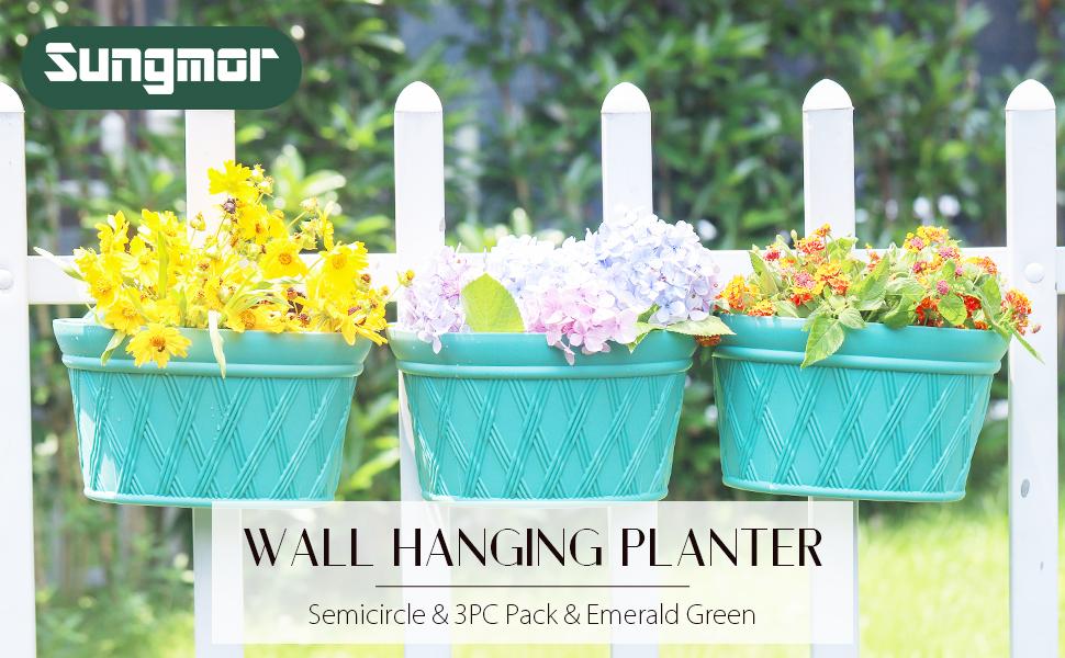 Sungmor Wall Hanging Planters,11.5 Inch Hanging Flower Pots for Railing