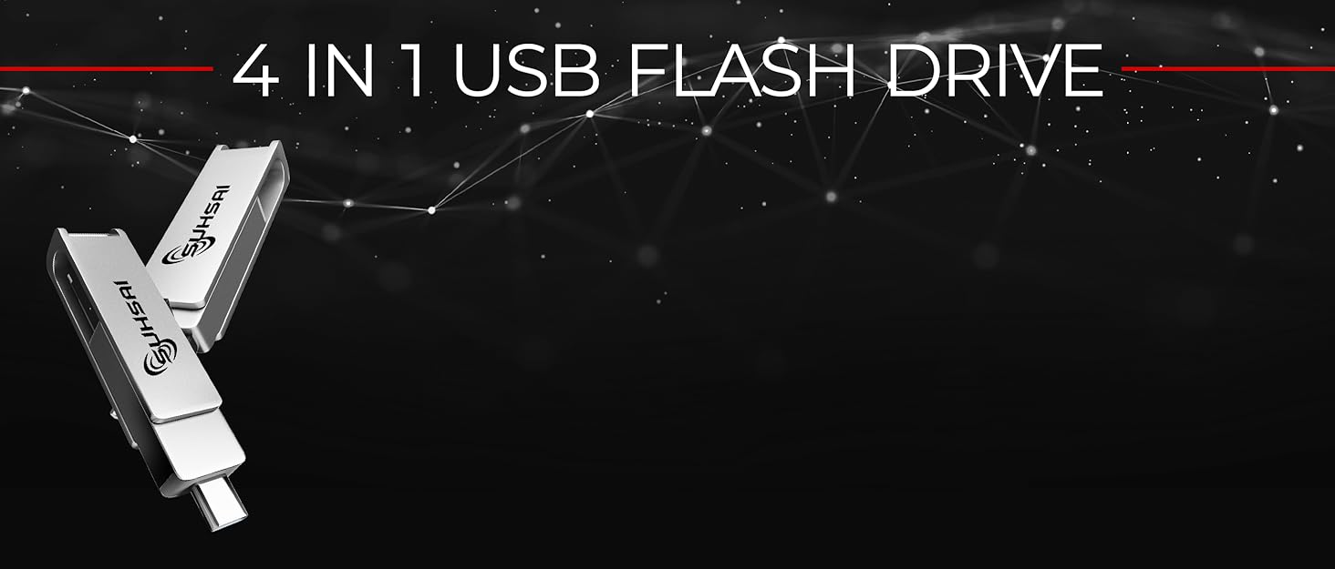Suhsai Usb Memory Stick 4 in 1 Flash Drive 128gb Usb Stick Pen Drive