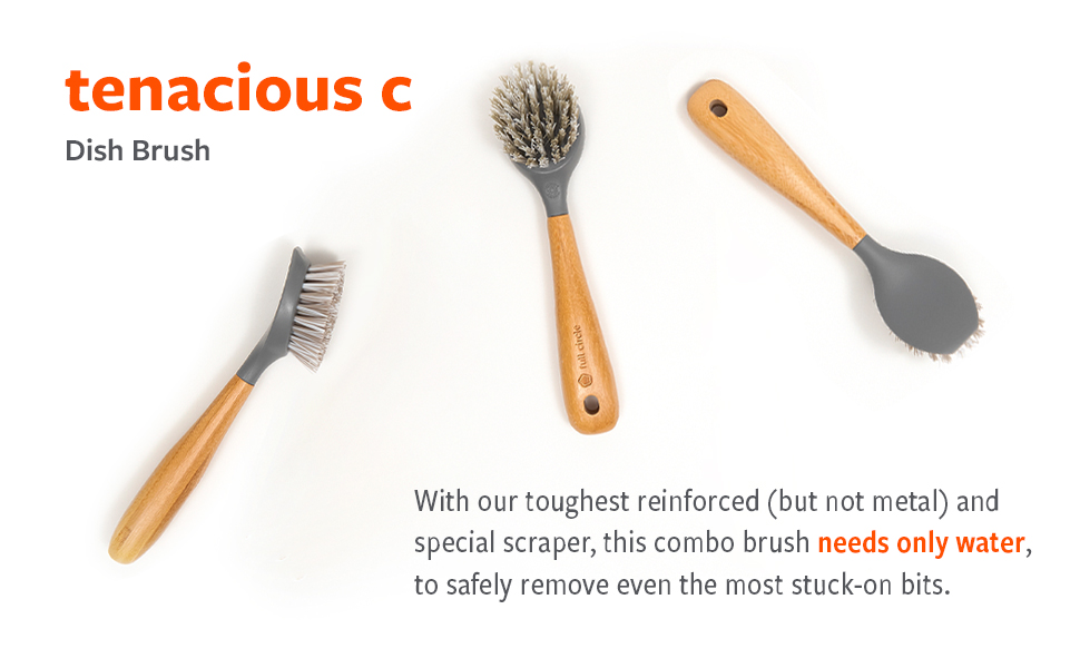 cast iron brush, bamboo